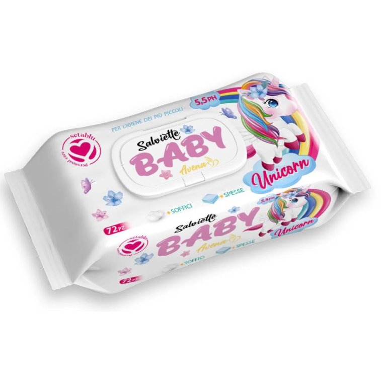 SETABLU SALVIETTE BABY UNICORNO ALL'AVENA 72 PEZZI | Delicate per la Pelle dei Bambini